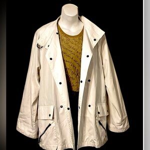 Ethel Pear for One Up Womens  Double Breasted White Cargo Utility Trench Coat 10